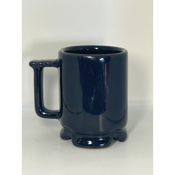 3 Red Blue Vintage Frankoma Mug Set Footed Ceramic Cups Coffee Tea Handle 1950 - Picture 5 of 9